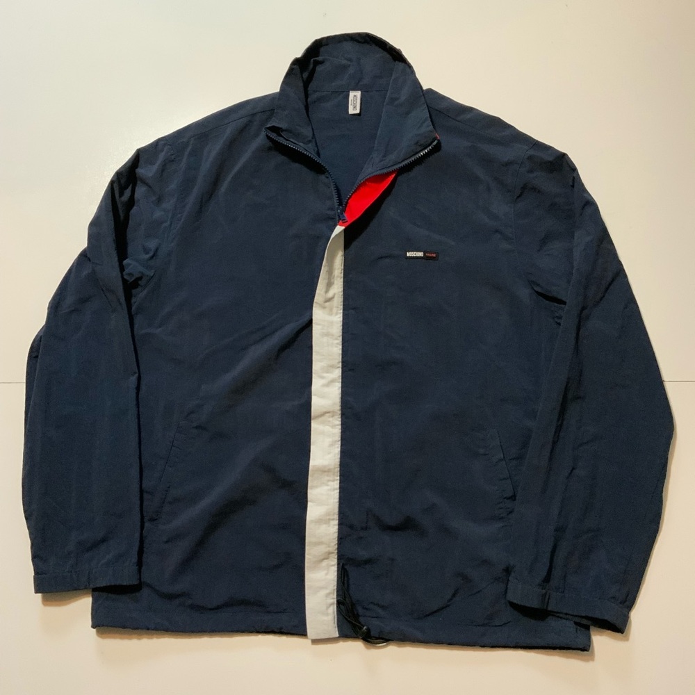Moschino Mare Made In Italy Windbreaker Navy Zip Front Track Jacket
